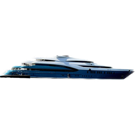3D rendering of a luxury yacht isolated on white background without shadowの写真素材