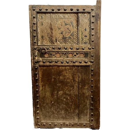 Antique wooden door isolated on white background, clipping path included.の写真素材