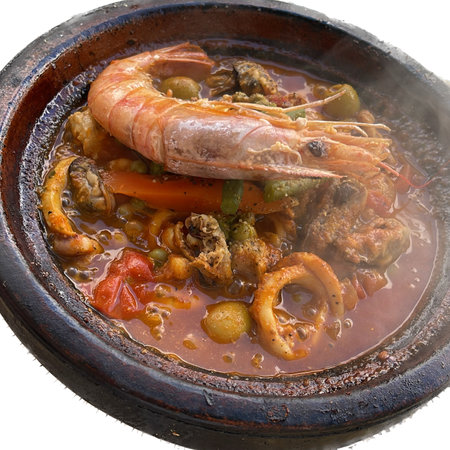 Shrimps, musselspus and vegetablesの写真素材