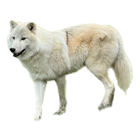 3D digital render of an arctic wolf isolated on white backgroundの写真素材