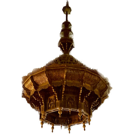 Arabic lantern in the form of a mosque isolated on white backgroundの写真素材