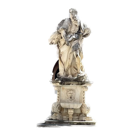 Statue of Saint John the Baptist isolated on white background with clipping pathの写真素材