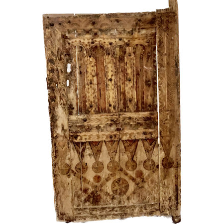 Old wooden door isolated on a white background. Clipping path included.の写真素材