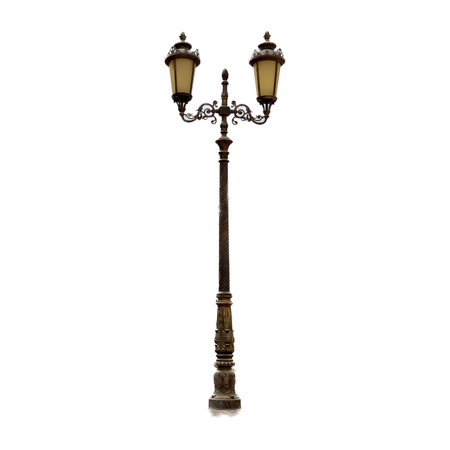 Vintage street lamp isolated on white background. 3D illustration.の写真素材