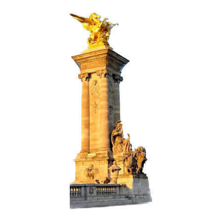 Victorian Column in Paris isolated on white background with clipping path.の写真素材