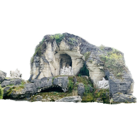 Rocky cliff isolated on white background. Clipping path included.の写真素材