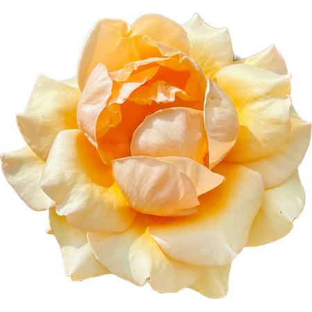 Yellow rose isolated on white background. Top view. Flat lay.の写真素材