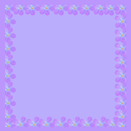 Flower frame on a lilac background. Vector illustration. Place for your text.の写真素材