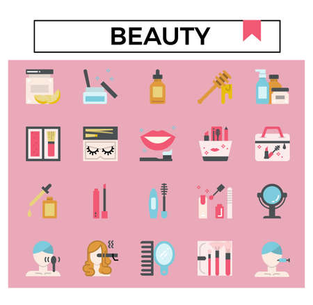 makeup and cosmetic flat icon set.のイラスト素材