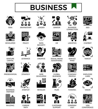 Business and finance glyph design icon set.のイラスト素材