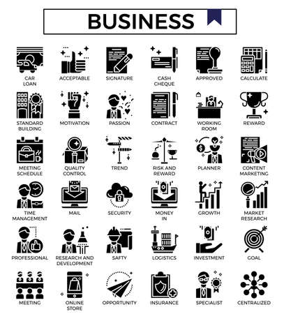 Business and finance glyph design icon set.のイラスト素材