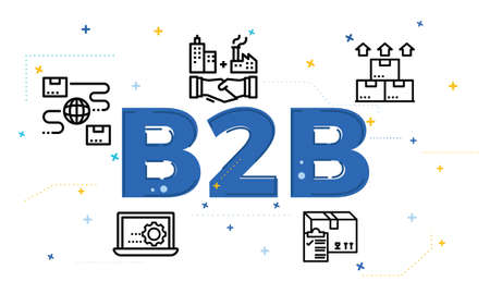 Illustration of business to business concept (B2B) with icons.のイラスト素材