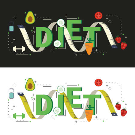 Illustration of diet concept with icons.のイラスト素材