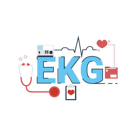 Illustration of electrocardiogram (EKG) concept with icons.のイラスト素材