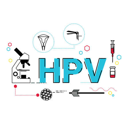 Illustration of Human Papillomavirus (HPV) concept with icons.のイラスト素材