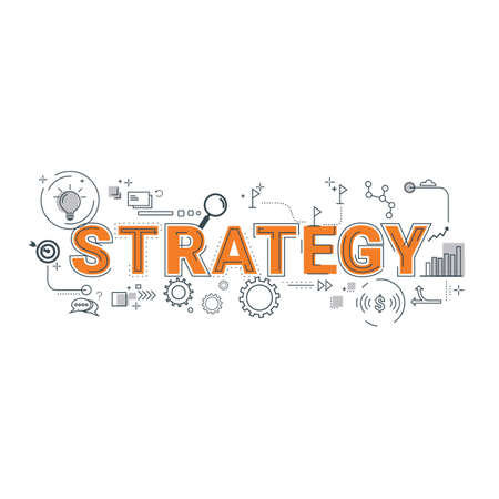 Illustration of strategy concept with icons.のイラスト素材