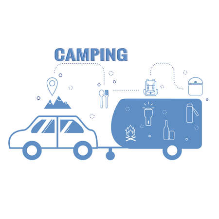 Illustration of caravan adventure concept.のイラスト素材