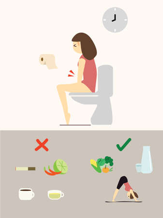 Illustration of woman with constipation problem.のイラスト素材