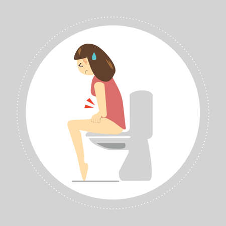 Illustration of woman with constipation problem.のイラスト素材