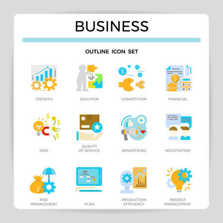 Business concept flat icon set.のイラスト素材