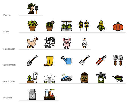 Gardening and farming icon set for farmer,garden issue.のイラスト素材
