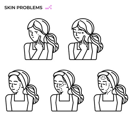 facial skin problems icon and illustration.のイラスト素材