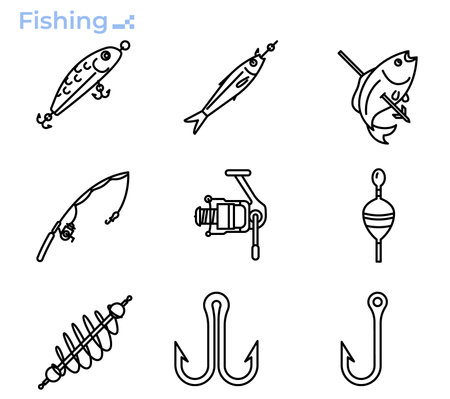 Fishing gear icon set.のイラスト素材