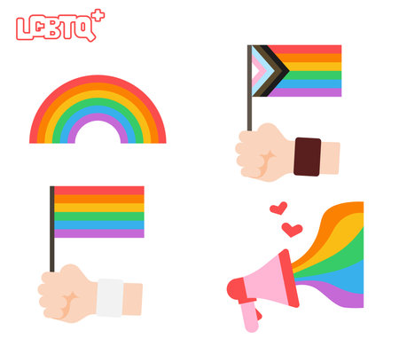 Rainbow and flags.modern concept ui/ux icon for website, app, presentaion, flyer, brochure etc.のイラスト素材