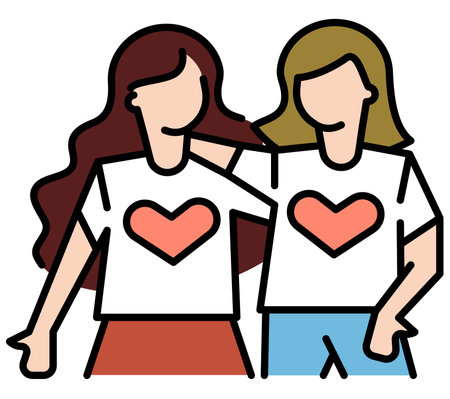 Women friendship modern concept ui/ux icon for website, app, presentaion, flyer, brochure etc.のイラスト素材