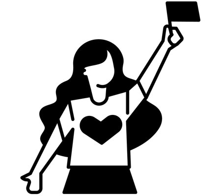 Woman holding rainbow flag modern concept ui/ux icon for website, app, presentaion, flyer, brochure etc.のイラスト素材