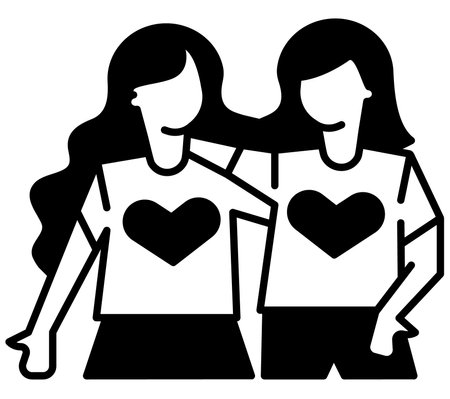 Women friendship modern concept ui/ux icon for website, app, presentaion, flyer, brochure etc.のイラスト素材