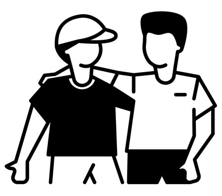 Man friendship modern concept ui/ux icon for website, app, presentaion, flyer, brochure etc.のイラスト素材