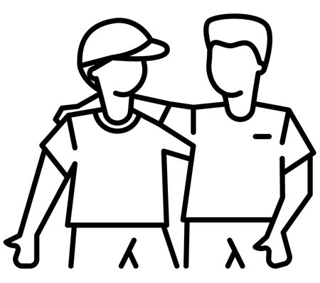 Man friendship modern concept ui/ux icon for website, app, presentaion, flyer, brochure etc.のイラスト素材