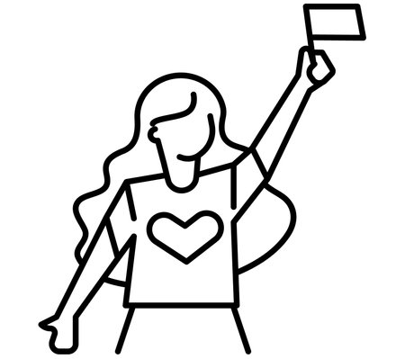 Woman holding rainbow flag modern concept ui/ux icon for website, app, presentaion, flyer, brochure etc.のイラスト素材
