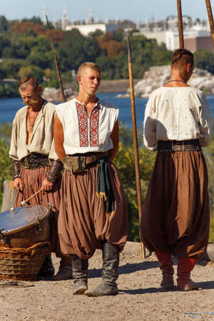 Cossack conversation on the island of Khortytsya. Zaporozhye, Ukraine