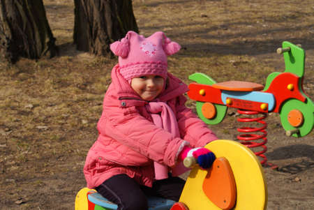 girl on the playgroundの写真素材