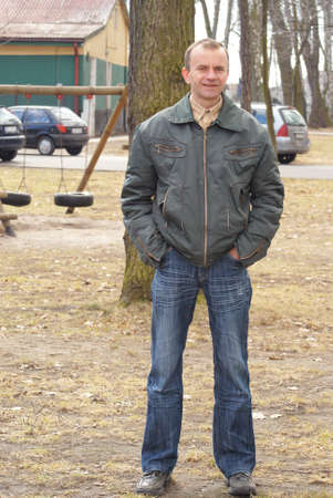 man in the parkの写真素材