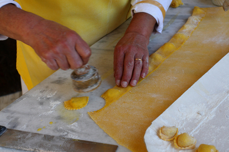 Handmade Tortellini. Italian style pastaの写真素材