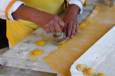 Handmade Tortellini. Italian style pastaの写真素材