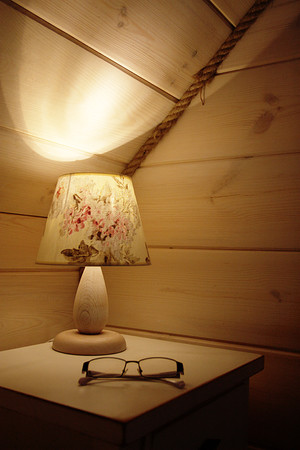 Bedside board with glassesの写真素材