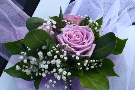 A wedding Bouquet with pink flowersの写真素材