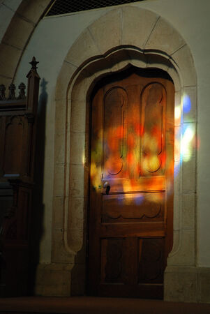 Old door in churchの写真素材