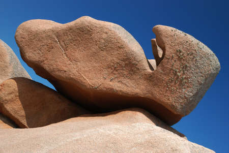 Red granite stone formed by erosion