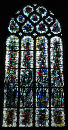 Stained glass in Sizun\'s churchのeditorial素材