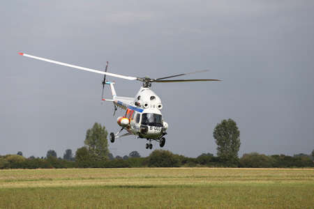 Police helicopter in the sky.