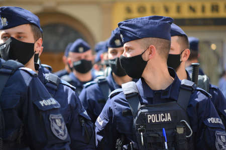 Wroclaw Police. Securing the assembly of Andrzej Duda.のeditorial素材