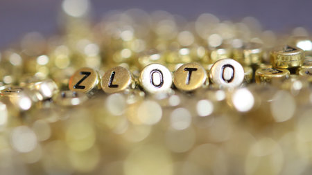 Inscription made of golden letters. Gold - gold.の写真素材