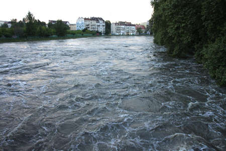 Flood in WrocÅaw caused by the Odra River.のeditorial素材