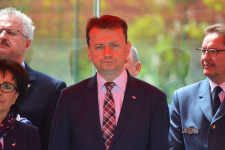 Politicians at the fire brigade competition WrocÅaw.のeditorial素材