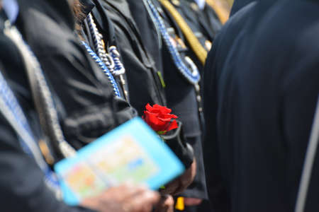 Politicians at the fire brigade competition WrocÅaw.のeditorial素材
